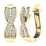 0.20 Carat (ctw) Round White Diamond Ladies Huggies Hoop Earrings 1/5 CT 18K Yellow Gold