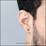0.10 Carat (ctw) Round Yellow Diamond Micro Pave Mens Kite Stud Earrings 1/10 CT Sterling Silver