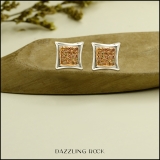 0.10 Carat (ctw) Round Yellow Diamond Micro Pave Mens Kite Stud Earrings 1/10 CT Sterling Silver