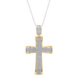 0.55 Carat (ctw) Round White Diamond Mens Cross Religious Pendant 1/2 CT, 14K Yellow Gold