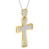 0.55 Carat (ctw) Round White Diamond Mens Cross Religious Pendant 1/2 CT, 14K Yellow Gold