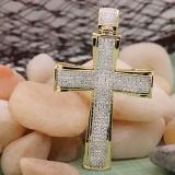 0.55 Carat (ctw) Round White Diamond Mens Cross Religious Pendant 1/2 CT, 14K Yellow Gold