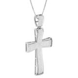 0.55 Carat (ctw) Round White Diamond Mens Cross Religious Pendant 1/2 CT, 18K White Gold