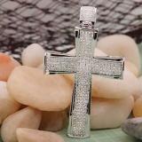 0.55 Carat (ctw) Round White Diamond Mens Cross Religious Pendant 1/2 CT, 18K White Gold