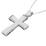 0.55 Carat (ctw) Round White Diamond Mens Cross Religious Pendant 1/2 CT, 18K White Gold