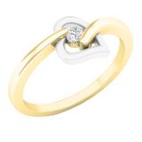 0.05 Carat (ctw) Round Diamond Bridal Solitaire Heart Engagement Ring 14K White & Yellow Gold
