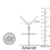 0.16 Carat (ctw) Round White Diamond Womens Roman Cross Religious Pendant 10K White Gold