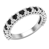 1.00 Carat (ctw) Round Black & White Diamond Ladies Wedding Stackable Band 1 CT 10K White Gold