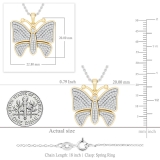 0.90 Carat (ctw) Round White Diamond Ladies Butterfly Pendant 18K Yellow Gold
