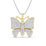 0.90 Carat (ctw) Round White Diamond Ladies Butterfly Pendant 18K Yellow Gold