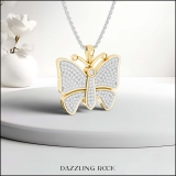 0.90 Carat (ctw) Round White Diamond Ladies Butterfly Pendant 18K Yellow Gold