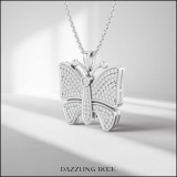 0.90 Carat (ctw) Round White Diamond Ladies Butterfly Pendant Sterling Silver