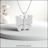 0.90 Carat (ctw) Round White Diamond Ladies Butterfly Pendant Sterling Silver