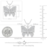 0.90 Carat (ctw) Round White Diamond Ladies Butterfly Pendant Sterling Silver