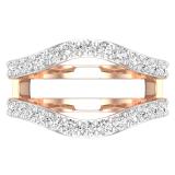 1.00 Carat (ctw) Round White Diamond Ladies Wedding Enhancer Guard Double Ring 1 CT 10K Rose Gold