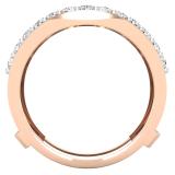 1.00 Carat (ctw) Round White Diamond Ladies Wedding Enhancer Guard Double Ring 1 CT 10K Rose Gold