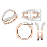 1.00 Carat (ctw) Round White Diamond Ladies Wedding Enhancer Guard Double Ring 1 CT 10K Rose Gold
