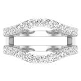 1.00 Carat (ctw) Round White Diamond Ladies Wedding Enhancer Guard Double Ring 1 CT Sterling Silver