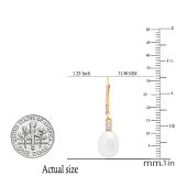 Oval Freshwater Pearl & Round White Diamond Ladies Dangling Drop Earrings 14K Yellow Gold