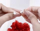 6 mm Round Freshwater Pearl Ladies Stud Earrings with Diamond Accents 925 Sterling Silver