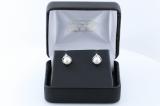 6 mm Round Freshwater Pearl Ladies Stud Earrings with Diamond Accents 925 Sterling Silver