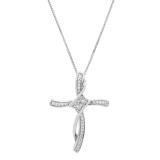 0.11 Carat (ctw) Round White Diamond Ladies Bypass Cross Pendant Sterling Silver