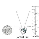0.18 Carat (ctw) Round White Blue & Black Diamond Ladies Dolphin Heart Pendant Sterling Silver