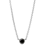 1.00 Carat (ctw) Round Black Diamond Ladies Solitaire Pendant 1 CT 18K White Gold