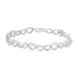 0.20 Carat (ctw) Round White Diamond Ladies Infinity Heart Tennis Bracelet 1/5 CT Sterling Silver
