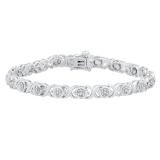 0.25 Carat (ctw) Round White Diamond Ladies Swirl cluster Tennis Bracelet 1/4 CT Sterling Silver