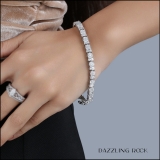 0.25 Carat (ctw) Round & Baguette Diamond Ladies Cluster Tennis Bracelet 1/4 CT Sterling Silver