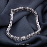 0.25 Carat (ctw) Round & Baguette Diamond Ladies Cluster Tennis Bracelet 1/4 CT Sterling Silver