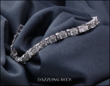 0.25 Carat (ctw) Round & Baguette Diamond Ladies Cluster Tennis Bracelet 1/4 CT Sterling Silver