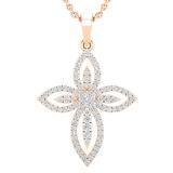 0.45 Carat (ctw) Round White Diamond Ladies Vintage Style Cross Pendant 1/2 CT 10K Rose Gold