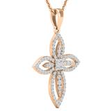 0.45 Carat (ctw) Round White Diamond Ladies Vintage Style Cross Pendant 1/2 CT 10K Rose Gold