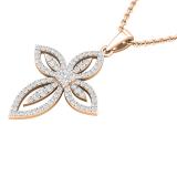 0.45 Carat (ctw) Round White Diamond Ladies Vintage Style Cross Pendant 1/2 CT 10K Rose Gold