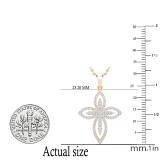 0.45 Carat (ctw) Round White Diamond Ladies Vintage Style Cross Pendant 1/2 CT 10K Rose Gold