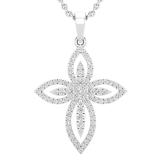 0.45 Carat (ctw) Round White Diamond Ladies Vintage Style Cross Pendant 1/2 CT Sterling Silver