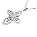 0.45 Carat (ctw) Round White Diamond Ladies Vintage Style Cross Pendant 1/2 CT Sterling Silver