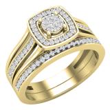 0.35 Carat (ctw) Round White Diamond Ladies Split Shank Engagement Ring Set 1/3 CT 10K Yellow Gold