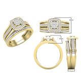 0.35 Carat (ctw) Round White Diamond Ladies Split Shank Engagement Ring Set 1/3 CT 10K Yellow Gold