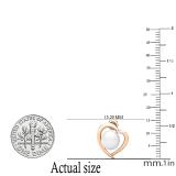 8 MM Each Round White Freshwater Pearl & Diamond Ladies Heart Stud Earrings 18K Rose Gold