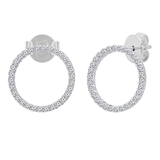 0.60 Carat (ctw) Round White Diamond Ladies Circle Shape Fashion Stud Earrings 18K White Gold