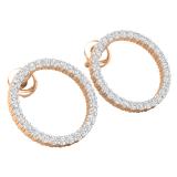 0.90 Carat (ctw) Round Cubic Zirconia Ladies Circle Shape Fashion Stud Earrings 18K Rose Gold