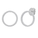 0.90 Carat (ctw) Round Cubic Zirconia Ladies Circle Shape Fashion Stud Earrings Sterling Silver