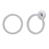 0.90 Carat (ctw) Round Cubic Zirconia Ladies Circle Shape Fashion Stud Earrings Sterling Silver