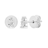 0.10 Carat (ctw) Round White Diamond Ladies 2 Stone Stud Earrings 1/10 CT 10K White Gold
