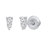 0.10 Carat (ctw) Round White Diamond Ladies 2 Stone Stud Earrings 1/10 CT Sterling Silver