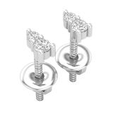 0.10 Carat (ctw) Round White Diamond Ladies 2 Stone Stud Earrings 1/10 CT Sterling Silver