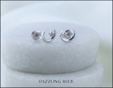 0.02 Carat (ctw) Round White Diamond Ladies Crescent Moon and Star Stud Earrings 10K White Gold